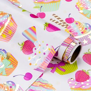 Sang trọng có thể tái chế Quà Tặng gói giấy cuộn dâu tây đáng yêu sinh nhật gói giấy cuộn - Product Image 5