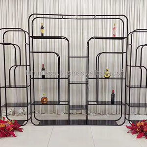 Elegante estante de vino dorado de acero inoxidable, nuevo hierro, barra de recepción de bodas, exhibición de fondo, decoraciones de fiesta para bodas - Product Image 1