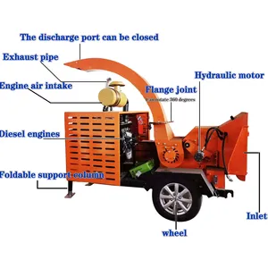 NEW!!2024 Upgrade new design Easy to operate Mobile Diesel engine Tree branch Wood chipper Shredder hot selling high quality