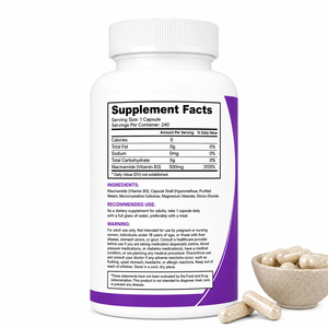 Capsules de Nicotinamide pour l'énergie, véganes, sans gluten, certifiées biologiques, personnalisables, 240 capsules/flacon - Product Image 4