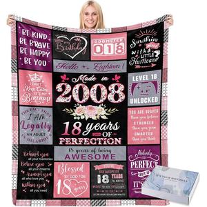 Black Gold Birthday Countdown Flannel Blanket <b>Throw</b> Blanket Nap Blanket Lightweight Breathable for Bedroom Living Room Wholesale - Product Image 3