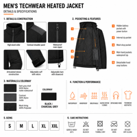 Veste chauffante imperméable pour homme, plusieurs zones chauffantes, coupe-vent, manteau thermique électrique pour la randonnée et la pêche