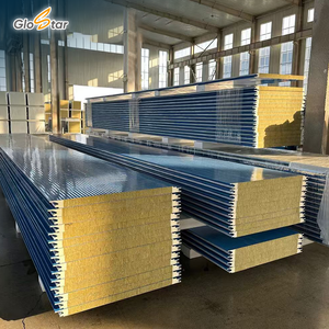 Panneau mural sandwich extérieur en <span class=keywords><strong>laine</strong></span> <span class=keywords><strong>de</strong></span> <span class=keywords><strong>roche</strong></span> GLOSTAR, prix d'usine, résistant au feu, isolation thermique, épaisseur 50 mm 75 mm, pour bâtiments - Product Image 1