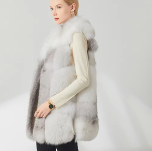 गुलाबी फर गिलेट महिला फैक्टरी प्रत्यक्ष नए डिजाइन मिश्रित रंग महिला लोमड़ी बनियान थोक शीतकालीन फ्यूजी असली फर बनियान जेब के साथ - Product Image 4