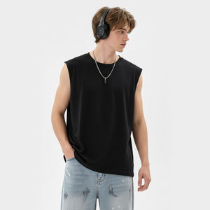 Camiseta sin mangas 100% algodón, transpirable, suave, con cuello redondo, deportiva, informal, para hombre, camiseta sin mangas de verano para hombre - Product Image 2