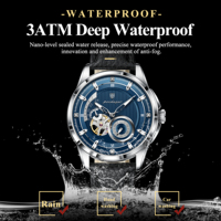 Montre automatique mécanique pour homme Poedagar 1427, luxe, bracelet en cuir, lumineuse, étanche 3ATM, pour usage quotidien.
