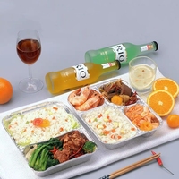 Barquette rectangulaire en aluminium à 2 compartiments, récipient alimentaire jetable avec couvercle, 830 ml, blister, qualité alimentaire, restauration, plats à emporter, préparation de repas