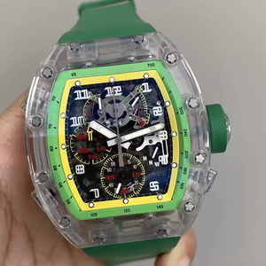 High-quality RM004 mechanical <b>watch</b> with transparent crystal <b>case</b>, chronograph function and tonneau design - Product Image 2