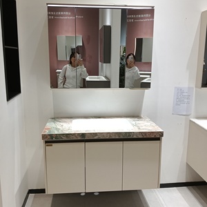 Modern <b>White</b> Wall Mounted Bathroom Vanity with Marble Top and Large Storage <b>Mirror</b> Cabinet - Product Image 1