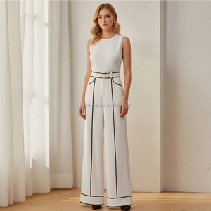 <span class=keywords><strong>Pantalon</strong></span> professionnel pour <span class=keywords><strong>femme</strong></span> avec ceinture et passepoil contrastant - Product Image 3