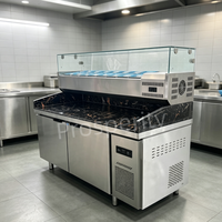 Comptoir réfrigéré commercial monotempérature pour restaurant, bar à salades et sandwichs, table de préparation avec vitrine de protection pour fruits