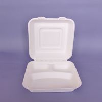 Boîte à lunch jetable biodégradable et compostable de 9 pouces, 3 compartiments, en bagasse, pour plats à emporter