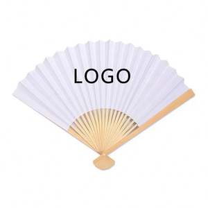 Abanicos Plegables Blancos al por Mayor para Niños, Papel en Blanco para Graffiti, Caligrafía y Pintura para Jardín de Infantes, Abanico de Mano para Prácticas - Product Image 2