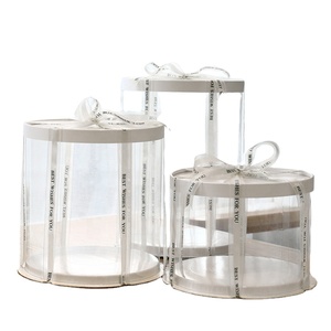 Petit Lid Dome Box Pvc Pet Transparent Wedding Boxes Plastic Cake Cylinder Packaging