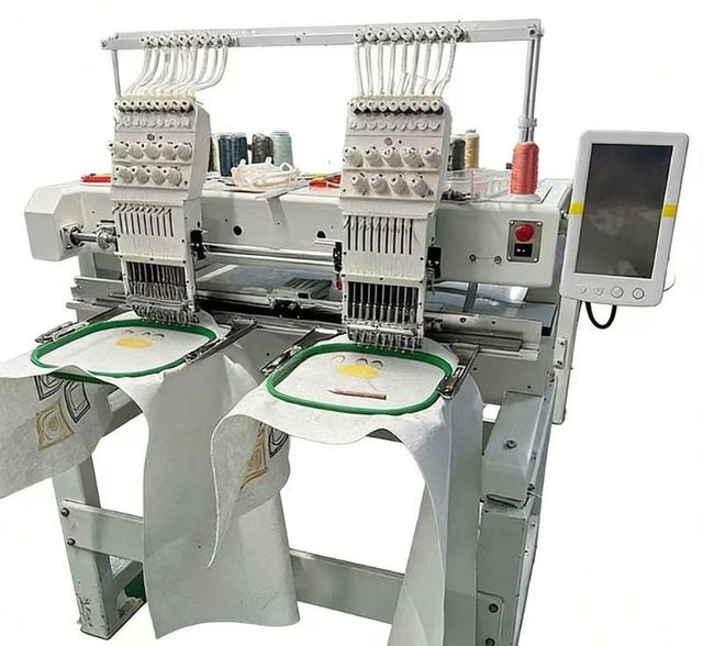 Automatic Programmable Embroidery Machine Hat and Garment Two - Head Industrial Embroidery Machine