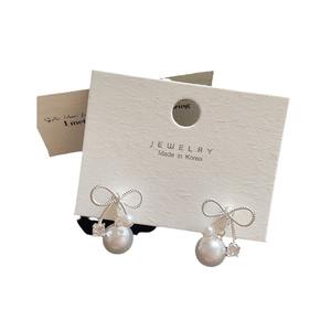 Boucles d'oreilles pour femmes élégantes avec pendentif perle et nœud papillon en strass pour fille, bijoux, cadeau - Product Image 6