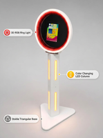 Miroir rond sur mesure de taille iPad pour photomaton, avec anneau lumineux RGB, cadre en métal, verre trempé, USB/Wi-Fi/Bluetooth pour mariages et fêtes