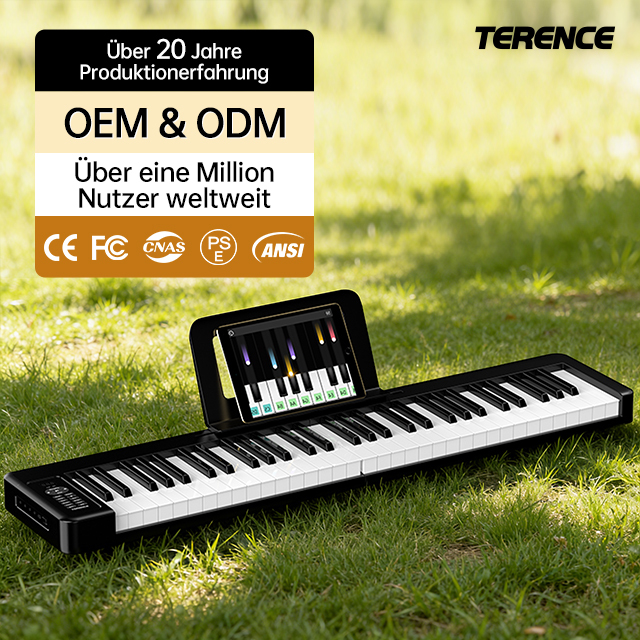TERENCE X61A 61 Keys Foldable Electronic Keyboard Portable Digital Piano with Bluetooth for Beginners Kids Adults