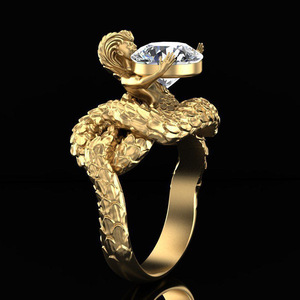 Anello da donna con figura di serpente in stile punk, ornamento per la mano con zirconi cubici alla moda per donne europee e americane - Product Image 3