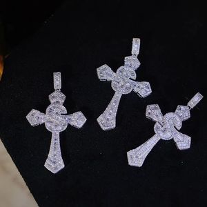 Pendentifs et breloques Xinfly en or véritable 18 carats avec diamant naturel 1,2 carat, style hip-hop pour homme et femme, lettre S avec croix Ice Out, style unique - Product Image 4