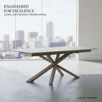 Juego de Mesa de Comedor Extensible y Plegable de Travertino, Estilo Moderno y Minimalista, Patas de Metal Ecológicas de Estilo Nórdico/Industrial, 10 Plazas