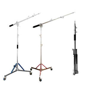 Soporte de Luz Profesional Plegable de Acero Inoxidable de 3.3M, Resistente, Tipo Cantilever, con Ruedas - Product Image 4