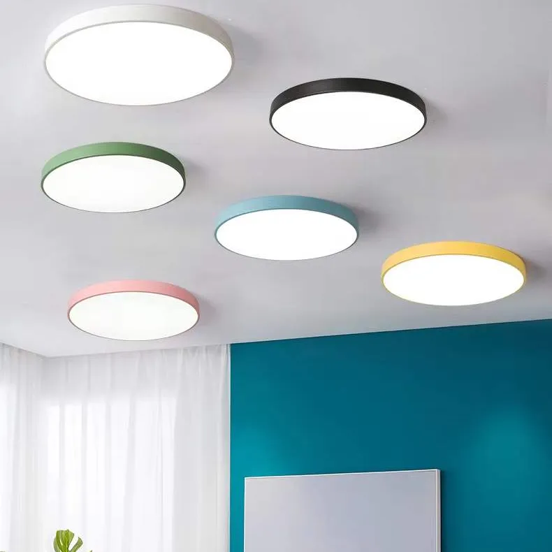 Surface Mounted Macaron Round Home Lighting Living Room Fixtures Modern Led Ceiling Lights