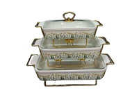 Nouvelle cocotte rectangulaire en céramique avec deux poignées, plat de cuisson, ustensile de cuisson, réchauffage doux, pour hôtel, pot à bouillon, support de pot créatif