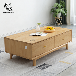 Table basse en bois et marbre, design moderne, écologique, facile à assembler, fabriquée en usine, prix bas, personnalisable, en stock, prête à être expédiée - Product Image 1
