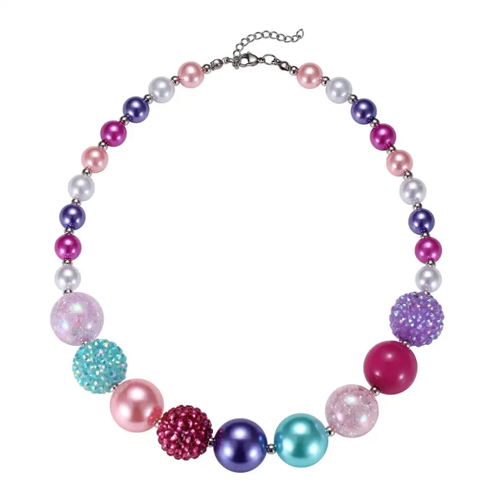 Nieuwe aankomst kind chunky kralen ketting kleurrijke meisjes bubblegum ketting handgemaakte sieraden voor kids toy gift