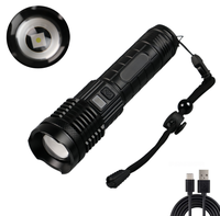 Lampe torche tactique rechargeable USB-C 1000 lumens avec zoom, laser blanc LED, faisceau réglable, en aluminium, pour utilisation nocturne