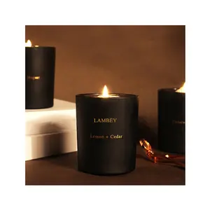 Lambey Highly Premium Matte Black Jar Natural Soy Wax Scented Candles