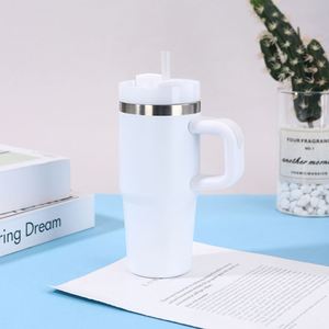 Mug de voiture 14oz avec poignée, gobelet de voyage isotherme en acier inoxydable à double paroi, couvercle et paille inclus - Product Image 1