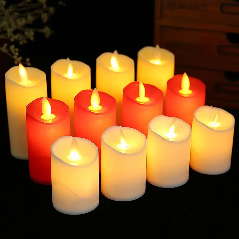 Home Christmas Wedding Party Outdoor Decoration 3D Real Flame Moving Flickering Flameless LED Candles Plastic Soy Wax Candle