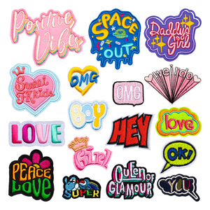 <span class=keywords><strong>Patch</strong></span> brodé à la machine en rayonne et polyester avec lettres anglaises, <span class=keywords><strong>thermocollant</strong></span>, pour accessoire vestimentaire et badge de vêtement - Product Image 1