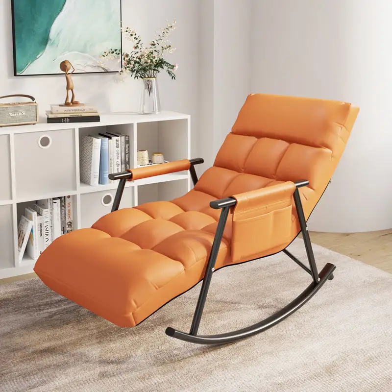 Metal Base Modern Simple Style Nordic Home Villa Bedroom Livingroom Relaxing Fabric Swing Rocking Chair For Adults