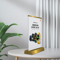 Support de carte de table en acier inoxydable A4, panneau publicitaire personnalisé, présentoir de menu, présentoir de boissons pour salon de thé, panneau d'affichage de commande