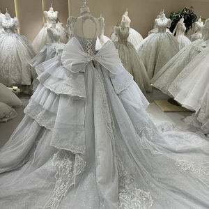 DW0042 Vestidos de novia modernos Nuevo diseño de encaje de manga completa <span class=keywords><strong>Boe</strong></span> Bordado Vestido de baile con lentejuelas con decoración de cristal Capilla - Product Image 5