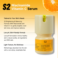 Sérum Visage Liquide à la Niacinamide et Vitamine C Éclaircissant Hydratant Anti-Âge Correcteur de Taches Brunes Soin de la Peau 40ml
