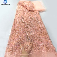 Nouvelles Perles Africaines de Mariage Broderie Dentelle Luxe Perles et Paillettes pour Robe de Mariée et de Soirée