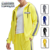 Ensemble de survêtement de sport pour homme avec logo personnalisé, veste zippée à manches longues, réfléchissant, pour l'entraînement au football, sweat-shirt, maillot