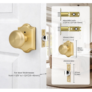 Satin Brass <strong>Door</strong> <strong>Knobs</strong> Interior with Lock, Zinc Alloy Vintage <strong>Gold</strong> Privacy Passage Round <strong>Door</strong> <strong>Knobs</strong> Handles for Bedroom Bathroom - Product Image 4