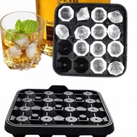 Nouveau style : Moule à glaçons en silicone en forme de diamant, bac à glaçons flexible à 16 compartiments, moule à glaçons en silicone de qualité alimentaire