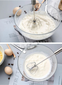 1PCS Semi-Automatic Egg Beater 304 Stainless Steel Egg <b>Whisk</b> Manual Hand Mixer Self Turning <b>Kitchen</b> Egg Stirrer Tools - Product Image 5
