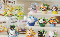Blocs de construction en micro-particules en plastique ABS, série animaux mignons (renard, panda), 200-400 pièces, jouet DIY