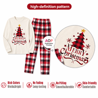 Ensemble de pyjamas assortis pour la famille à motif écossais de Noël personnalisé, vêtements de nuit respirants et écologiques en polyester confortables pour hommes, femmes et enfants