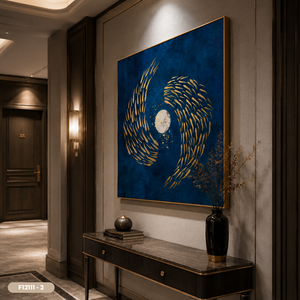 Arte Mural de Paisaje Art Deco Hecho a Mano en Vietnam con Hoja de Oro, Pintura Premium en Lámina Metálica, OEM ODM, Lujo para Cumpleaños y Hogar - Product Image 5