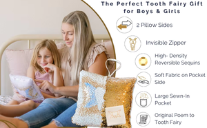 RubySub Custom Sequin <strong>Tooth</strong> <strong>Fairy</strong> <strong>Pillow</strong> Case Reversible Square Sequin <strong>Pillow</strong> with Pocket for Home Use - Product Image 6