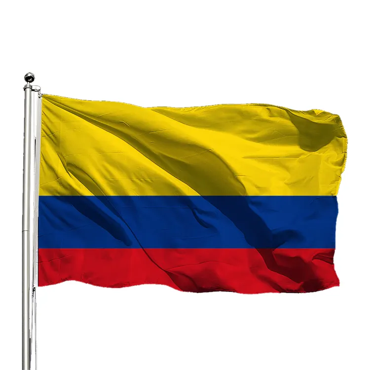 Wholesale Colombian 3x5ft Silk Screen Printing Red Yellow Blue Colombia Flags