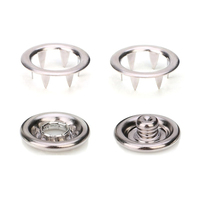 Kancing Tekan Logam Kuningan Sederhana Perak Nikel 4 Bagian Cincin Dapat Dicuci Pakaian Bayi Pengikat Pakaian Anak 7.2/9.5/10mm